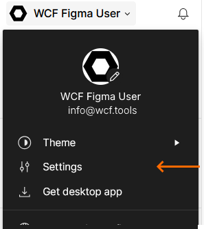 Figma Settings screenshot