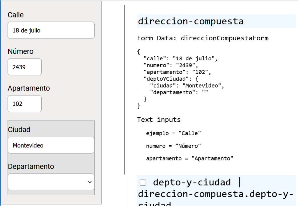 Cómo se ve un componente con formulario en la app-demo