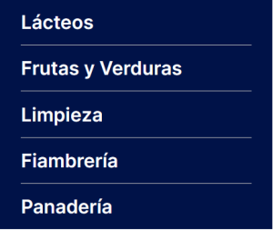 Menú de 5 opciones creado con @for