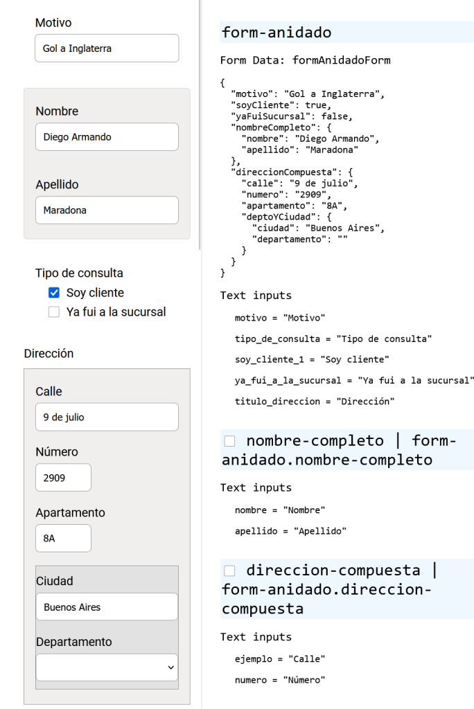 Ejemplo de formulario anidado