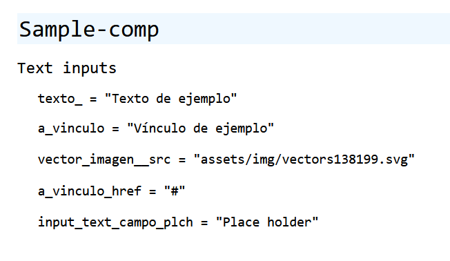 todos los text posibles para un componente.