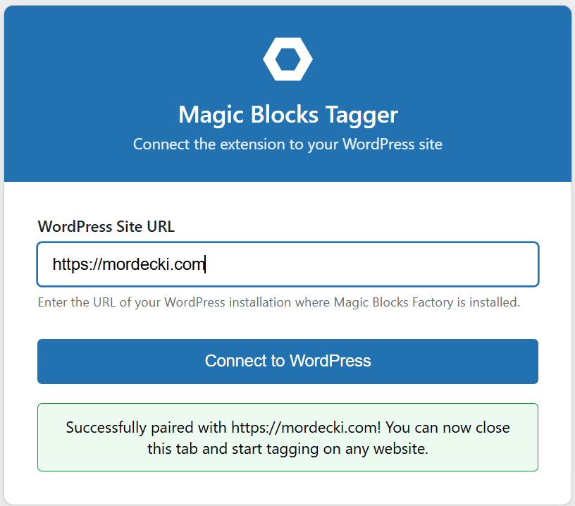 Welcome screen for Magic Blocks Chrome extension