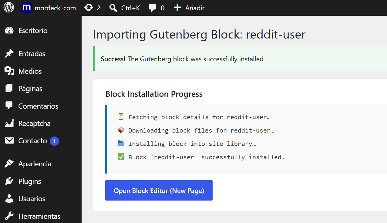 The Magic Blocks plugin has incorporated your block to Gutenberg and is ready to use
