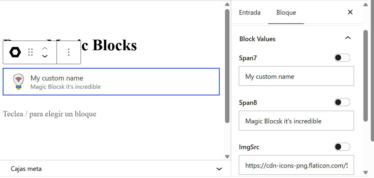 Block customization at the Settings Sidebar